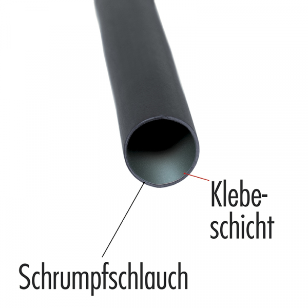 Klebe-Schrumpfschlauch 3:1 6.4 mm BLANKO Meterware, Farbe schwarz